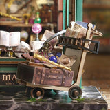 DIY Book Nook Kit Expanable Miniature Dollhouse Kit, Retro European Magic House Bookshelf Insert Model with LED Light, Bookend Building Set Hobbies Hallisun
