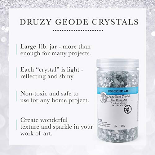 Unicone Art Druzy Geode Crushed Mirror Glass for Resin Epoxy Art Irregular Chunks of Crushed Glass, Metallic, Shiny, Bright, for DIY Art and Craft unicone art