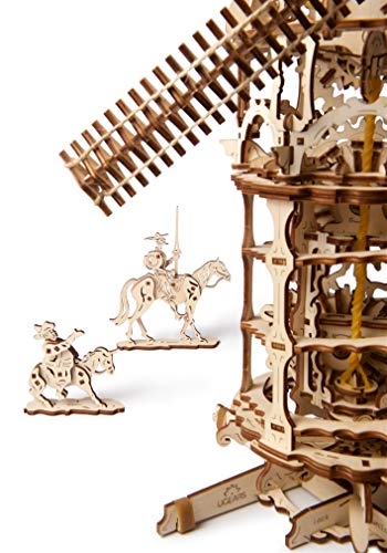 UGEARS Tower Windmill 3D Wooden Model DIY Self-Assembling Brainteaser Adult and Teens Craft Kit Gift UGEARS