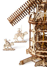 UGEARS Tower Windmill 3D Wooden Model DIY Self-Assembling Brainteaser Adult and Teens Craft Kit Gift UGEARS