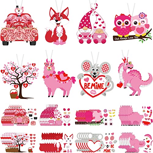 48 Sets Valentines Day Crafts Kit for Kids Valentines Heart Owl Crafts DIY Valentines Tree Ornament Kit Make Your Own Valentines Craft Projects Outus