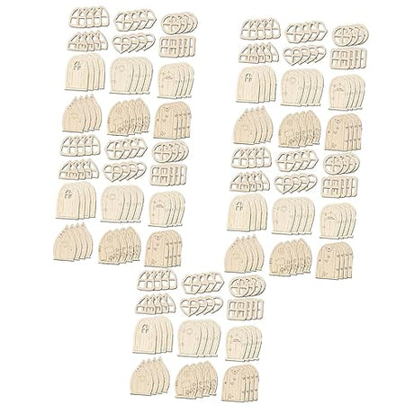 Yardwe 240 Pcs Mini Door Blank Fairy Door Garden Ornaments DIY Kits Unfinished Fairy Door House Windows Fairy Tale Door Mini Chips Unpainted Fairy Yardwe