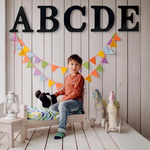 AOCEAN 4 inch Black Wood Letters Unfinished Wood Letters for Halloween Decorative Standing Letters Slices Sign Board Decoration for Craft Home Party