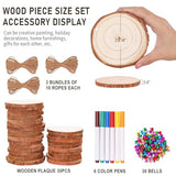Max Fun Natural Wood Slices 30PCS 3.5-4'' Crafts DIY Wooden Christmas Ornaments Unfinished Predrilled Round Wood Circles for Arts and Crafts Max Fun