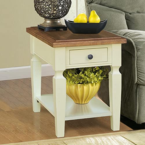 IC International Concepts International Concepts Vista End Table, Hickory/Shell - WoodArtSupply