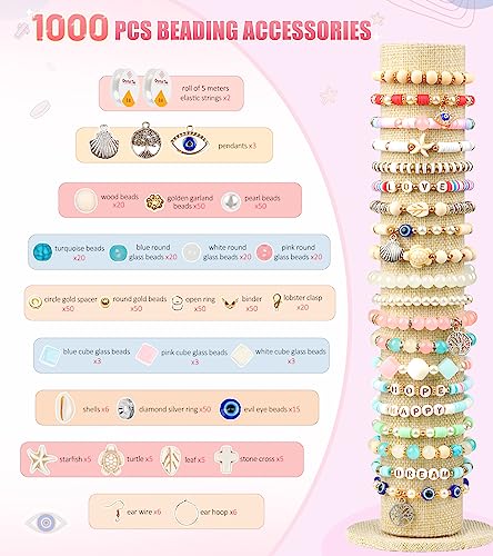 STOPKLAS 7500 Clay Beads Bracelet Making Kit, 28 Colors Flat Round Polymer Clay Beads for Jewelry Making, Spacer Heishi Beads with Pendant Charms