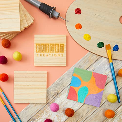 15 Pack Unfinished 4x4 Wood Squares for Crafts, Blank Wooden Tiles for Burning, Engraving, DIY Coasters Bright Creations