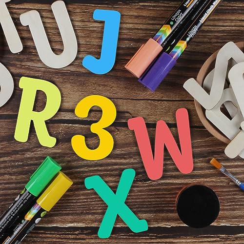 124 Pcs Wooden Letters 2 inch for Crafts Unfinished Capital Wooden Alphabet Letters and Numbers Focal20 Small Wood Letters for DIY Painting Arts
