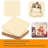 Coopay 20 PCS 8 inches Unfinished Wood Squares Natural Wood Slices Wooden Square Cutouts for Painting Writing Carving DIY Supplies, and Home Coopay