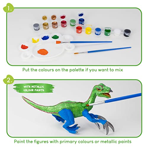 BONNYCO Dinosaur Toys for Kids Painting Kit 16 Figurines Kids Crafts Kits with Glow in The Dark, Toys & Gifts for Boys | Kids Toys 3 4 5 6 7 8 9 10 - WoodArtSupply