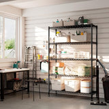 REIBII 73''H Storage Shelves 1780LBS Wire Shelving Unit with Wheels 5 Tier Metal Shelving,Heavy Duty Metal Shelves for Storage Rack,73''HX35''WX15''D REIBII