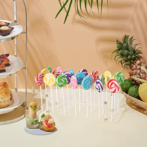 Cake Pop Stand, 21 Holes Lollipop Display Stand, Acrylic Clear Cake Pop Display Holder, Cakepopsical Stand for Weddings, Baby Showers, Birthday, Suneerplay