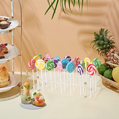 Cake Pop Stand, 21 Holes Lollipop Display Stand, Acrylic Clear Cake Pop Display Holder, Cakepopsical Stand for Weddings, Baby Showers, Birthday, - WoodArtSupply