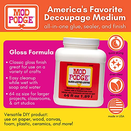 Plaid:Craft CS15091 Mod Podge Waterbase Sealer, Glue and Finish, 64 oz, Gloss Mod Podge