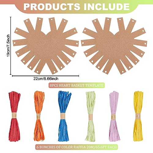 FREEBLOSS 8 Set Heart Style Basket Weaving Kit Introductory Sewing for Beginners, Creative Woven Bowl Suitable for for Kids Arts and Crafts Projects FREEBLOSS