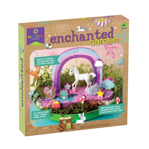 Craft-tastic Enchanted Garden - DIY Nature Craft Kit - Outdoor and Indoor - Grow and Play - Comes with Unicorn, Seeds, and Garden Decorations - Ages Craft-tastic