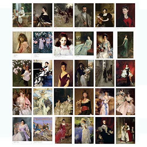 HOSTEESSCHOICE Vintage Art Postcards set of 30 Post card of American Artist John Singer Sargent variety pack Famous Painting Scenery,4 x 6 Inches HOSTEESSCHOICE
