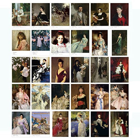 HOSTEESSCHOICE Vintage Art Postcards set of 30 Post card of American Artist John Singer Sargent variety pack Famous Painting Scenery,4 x 6 Inches HOSTEESSCHOICE