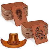 40 Pcs Leatherette Hat Patches with Adhesive, Blank Rectangle Faux Leather Patches for Custom Hats Clothes Bags DIY Crafts Fabric Repair Sew Laser ywchoshe