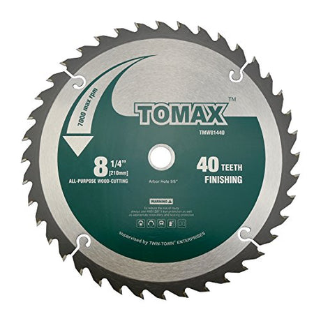 TOMAX 8-1/4-Inch 40 Tooth ATB Finishing Saw Blade with 5/8-Inch DMK Arbor TOMAX