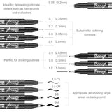 Bianyo Black Micro Pen Set - 12 Assorted Sizes Fine Line Drawing, Upgraded Pigment Ink, Bonus Pouch Bag, Water-Resistant Archival Pens for Artists, Bianyo