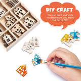 HEALLILY Wooden Stars for Crafts 45pcs Wooden House Shaped Embellishments Hanging Ornaments Unfinished Wood Cutouts Ornaments for Christmas Crafts HEALLILY