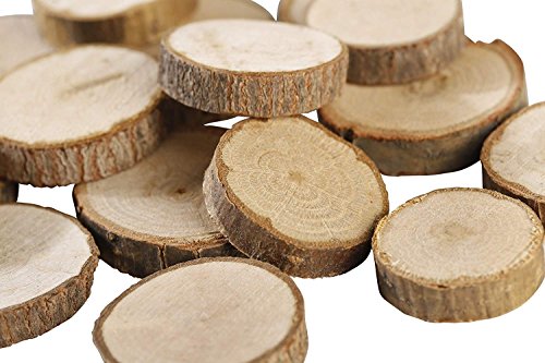 Gmark Natural Wood Slices 1"-1.5" Unfinished Round Discs 50 ct, Tree Bark Wooden Circles for DIY Crafts GM1083