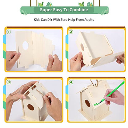 ILHSTY 18 Pack Large Paintable DIY Wooden Bird Houses Kits for Kids, Kids Crafts Wood Houses for Crafts Class Parties Birthday, DIY Crafts and Art