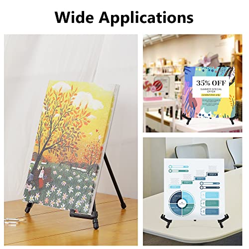 Somime 14" High Tabletop Instant Display Easel - Black Steel Small Desktop Easel Stand with Adjustable Holders for Paintings, Posters and Store Somime