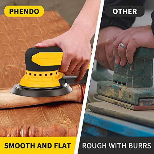 PHENDO Electric Random Orbital Sander Brushless 350W 3A Multi-function Variable Speed Corded Orbital Sanders Machine For Woodworking, Car, Drywall PHENDO