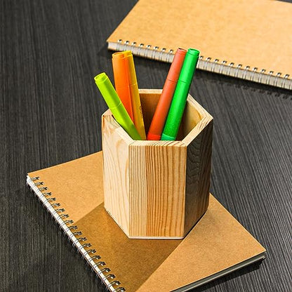 ZUFECY DIY Wooden Pencil Holder, Desktop Organizer Storage Case Stationery, Desk Accessories Makeup Brush Holder for School Home Office Supplies