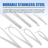 Glarks 8Pcs Stainless Steel Inside Outside Caliper Set, 4'' 8'' 10'' 12'' Straight/Bent Leg Ceramic Pottery Measuring Tools for Carving, Shaping, Glarks