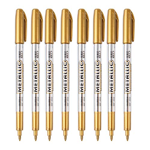 MYARTOOL Metallic Marker Pens, Gold Metallic Permanent Markers for Artist Illustration, Crafts, Gift Card Making, Scrapbooking, Fabric, DIY Photo MYARTOOL