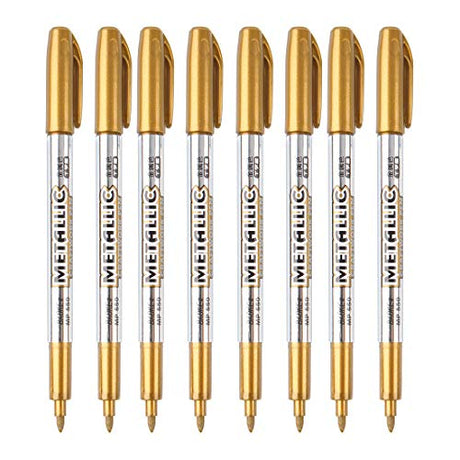 MYARTOOL Metallic Marker Pens, Gold Metallic Permanent Markers for Artist Illustration, Crafts, Gift Card Making, Scrapbooking, Fabric, DIY Photo MYARTOOL
