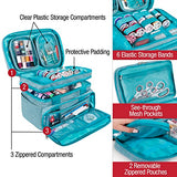 SINGER Sewing Accessories Organizer (Bag Only) – Double Layer Portable Sewing Storage Bag with 2 Detachable Pouches and 18 Storage Compartments, SINGER