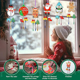 TREACLUB Christmas Wind Chime Kit for Kids, 12 Pack Merry Christmas Make Your Own Wooden Wind Chime DIY Coloring Xmas Snowman Santa Unfinished Wooden TREACLUB
