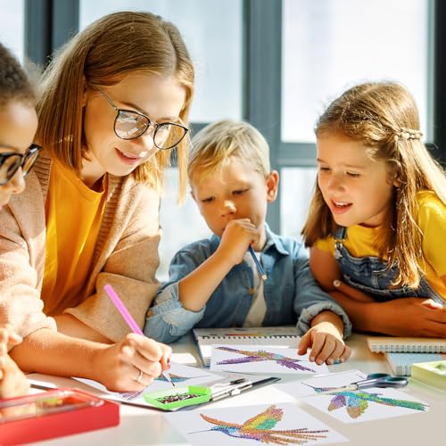 Qilery 12 Pcs Hummingbird Diamond Painting Hummingbird Stained Glass Window Clings Diamond Painting Kits Stained Glass Diamond Painting Kit DIY Qilery