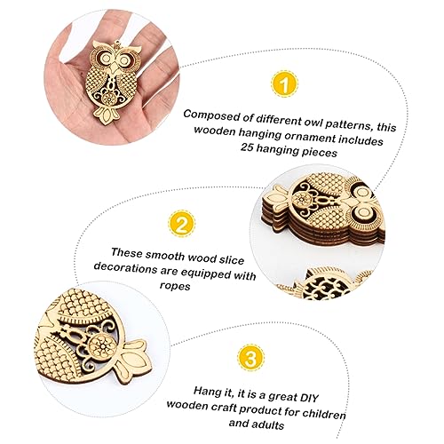SEWACC 75 Pcs owl Wood Chips Wooden Craft Shapes Unfinished Wood Shapes DIY Handmade Wood Chips Wooden Animal Christmas Ornaments Torch Necklace for SEWACC