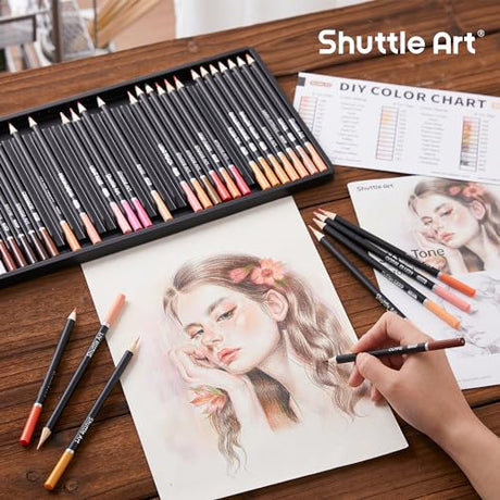 Shuttle Art 36 Skin Tone Colored Pencils, Colored Pencils for Adult Coloring, Soft Core Color Pencils, Coloring Pencils for Adults Kids Artists Shuttle Art