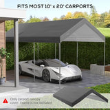Outsunny 10' x 20' Carport Replacement Top Canopy Cover, Waterproof and UV Protected Garage Car Port Cover with Ball Bungee Cords, Beige, (Only Outsunny