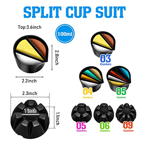 Baderke 6 Pieces Split Cups for Paint Pouring Supplies Silicone Split Cups Acrylic Paint Mixing Cups 3/4/5 Channels Dividers Paint Pouring Supplies Baderke