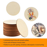 40 Pieces 6 Inch Unfinished Wooden Circles, Wooden Cutouts Natural Round Wood Slices for DIY Wood Craft, Door Hanger, Painting, Wedding, Coasters, Coopay