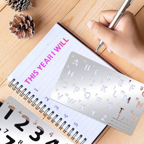INFUNLY Metal Number Alphabet Stencils Mixed Letter Number Stencils Stainless Steel Number Alphabet Template for Painting Wood Carving Drawings INFUNLY