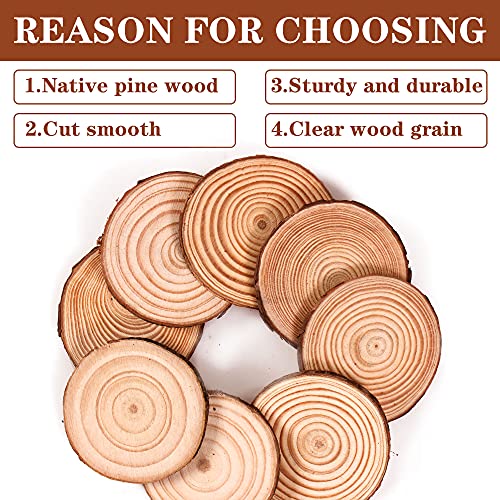 Coadura Unfinished Natural Wood Slices 30Pcs 2.4-2.8 Inch Round Wood Discs for Crafts Wood Christmas Ornaments,Wedding Centerpieces Paintings DIY Coadura