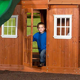 Backyard Discovery Shenandoah All Cedar Wooden Playset Swing Set with 2 Belt Swings, Trapeze Bar, 10 ft Wave Slide, Covered Upper and Lower Backyard Discovery