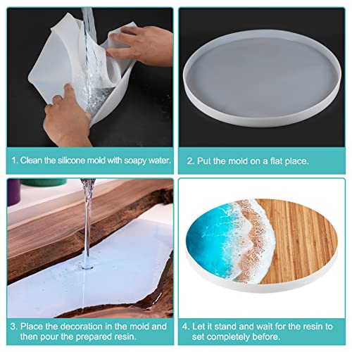 HARFINGTON 19.7" Charcuterie Board Resin Silicone Mold Tray Epoxy Mould Cutting Board Coffee Table for DIY Art Home Decoration (Round) HARFINGTON