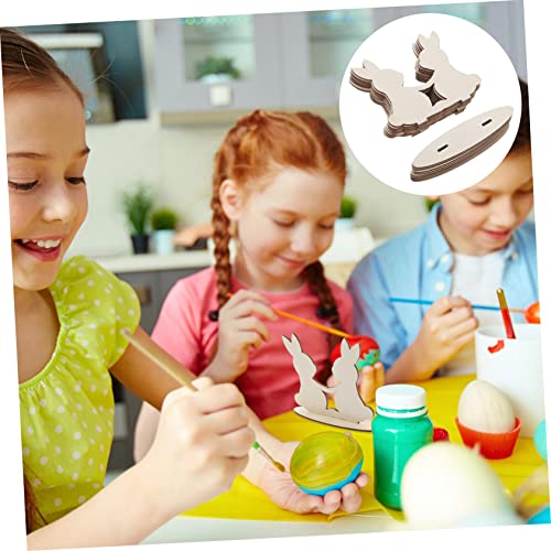 BESPORTBLE 10pcs White Rabbit Ornament Easter Unfinished Rabbit Cutouts Easter Wood Cutouts Blank Bunny Cutout Easter Wood Slice Blank Flags Wooden BESPORTBLE