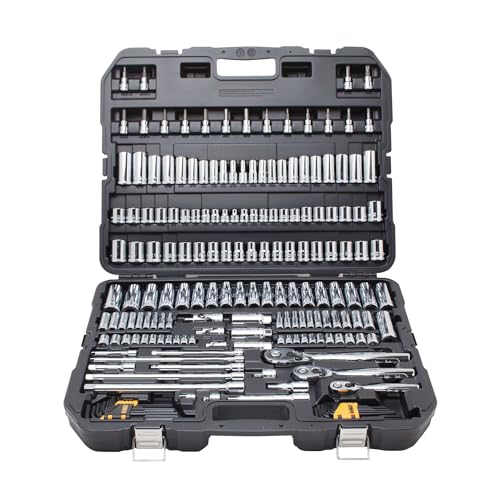 DEWALT Mechanics Tool Set, SAE and Metric, 1/2, 1/4, 3/8 Drive Sizes, 192-Piece, Chrome Vanadium Steel, (DWMT75049) DEWALT