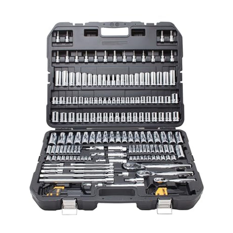 DEWALT Mechanics Tool Set, SAE and Metric, 1/2, 1/4, 3/8 Drive Sizes, 192-Piece, Chrome Vanadium Steel, (DWMT75049) DEWALT