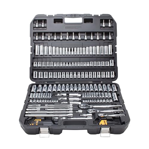 DEWALT Mechanics Tool Set, SAE and Metric, 1/2, 1/4, 3/8 Drive Sizes, 192-Piece, Chrome Vanadium Steel, (DWMT75049) - WoodArtSupply